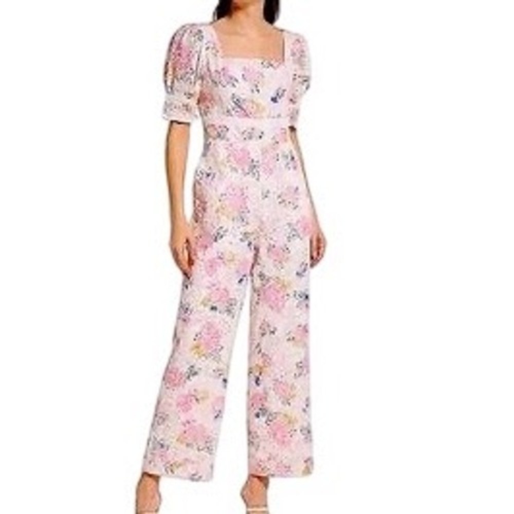 Adelyn Rae Jumpsuit Womens Size XS Angei Eyelet Floral Embroidered Wide Leg